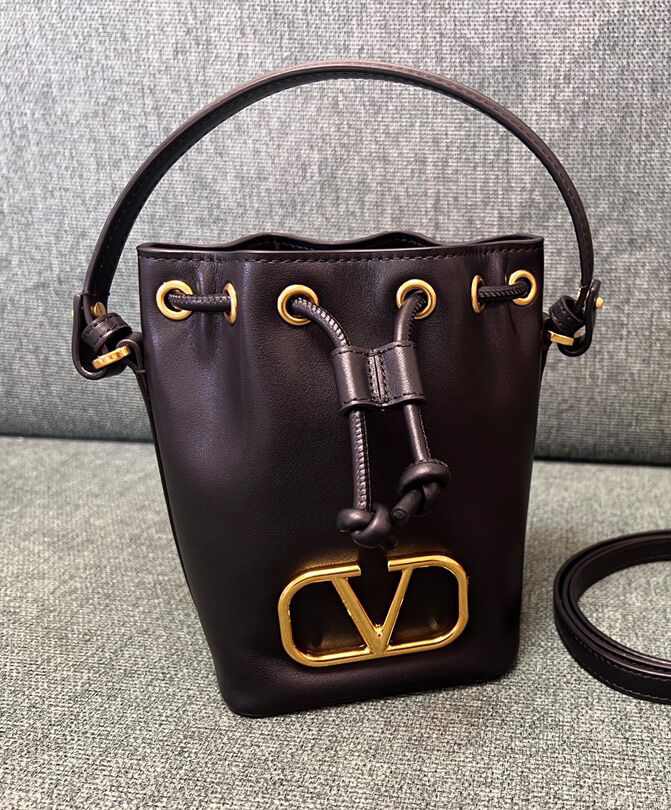 Valentino Mini Vlogo Signature Bucket Bag In Nappa Leather